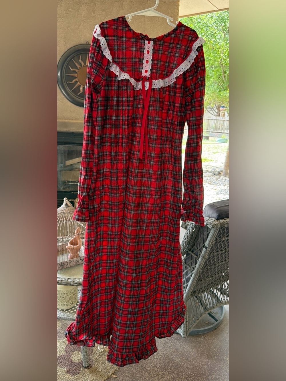 Vintage Laura Dare Girls Red Plaid Long-Sleeve Pajama Nightgown